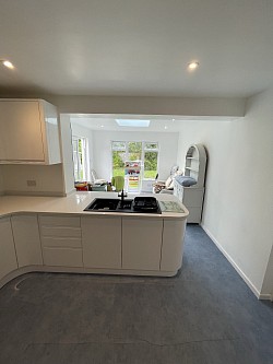 Kitchen looking out off new extension